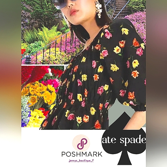 COPY - KATE SPADE ♠️ TULIP TOSS RIVERA SHOULDER OR ON ELASTIC WAIST PEPLUM TOP … - Picture 1 of 11
